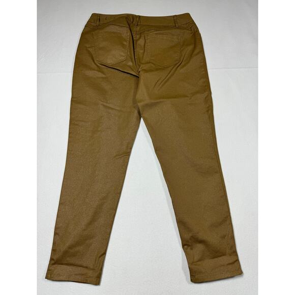 Lane Bryant Y2K Coated Ankle Pants Brown Stretch Slim Fit Cuffed Women's Size 18 - Picture 4 of 6